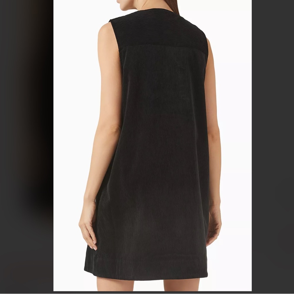 COS Bib-Front Corduroy Mini Dress β Black β Size 8 - Picture 2 of 11